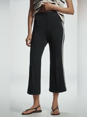 MAEVE • Fitted track pants - XS black white track stripes cropped
